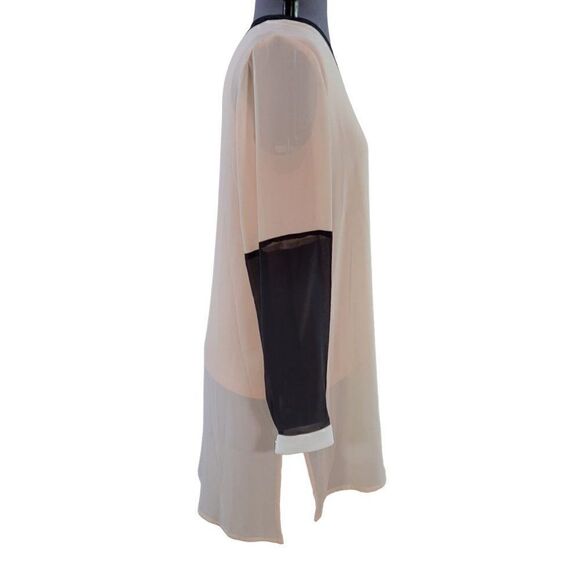 CalvināKleināPinkĀ ColorāBlockāLongāSleeveāBlouseāSzāM - Picture 2 of 13